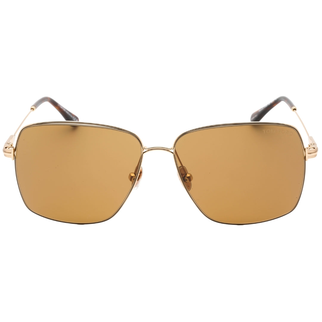 Tom Ford Pierre-02 Sonnenbrille mit braunen Gläsern und goldenen Gläsern Image