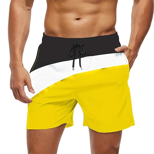 Herren Boardshorts Badeshorts Badehose Patchwork Kordelzug Mit Taschen Schnelltrocknend Mit Taschen Boardshorts Unterteile Surfen Strand Wassersport Sommer Image