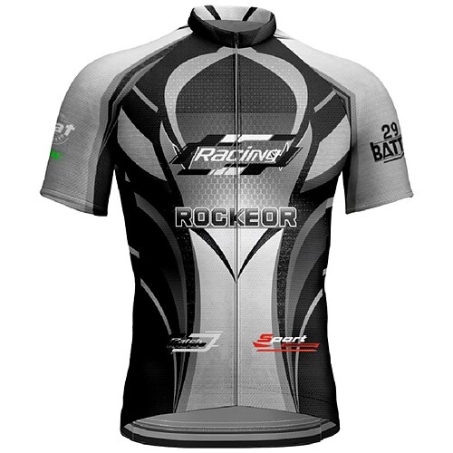 Herren Radtrikot Geometrisch Buchstaben Zahlen Kurzarm Fahhrad T-Shirt Trikot mit 3 Gesäßtaschen Mountainbike MTB Schnelltrocknend Anatomisches Design Feuchtigkeitsableitend Atmungsaktiv Sport Image