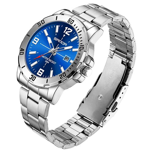 Sanda 3265 Herren Quarzuhr einfache und modische große Zifferblatt Nachtlicht wasserdicht Band Kalender Armbanduhr