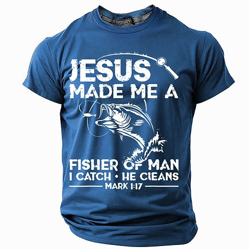 Christliches Angel-T-Shirt für Männer - Jesus hat mich zu einem Menschenfischer gemacht Mark 1:17 Zitat kurzes Tee Image