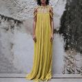 Damen kleid lang Cocktailkleid Modisch Festtage Tee-Party Ausgehen Regular Fit Glatt Ärmellos Rundhalsausschnitt Schwarz Gelb Blau Purpur Sommer