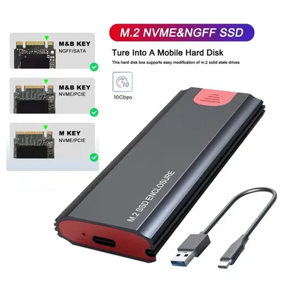10Gbps M2 NVMe/SATA SSD Case SSD Box M.2 NVME NGFF SSD to USB 3.1 Enclosure Type-A to Type-C Cable