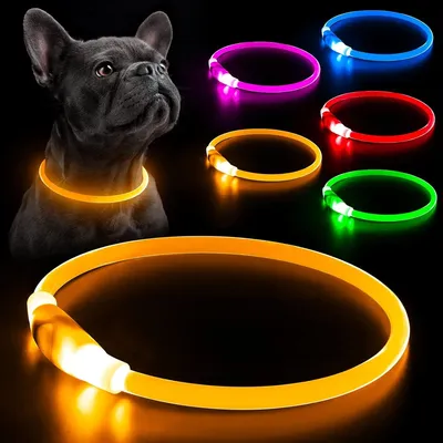 LED Dog Collar Rechargeable 3 Working Mode More Lighter Max 70cm Night Safety Flashing Glow Collar
