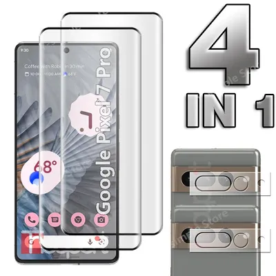 4in1 3D Glass For Google Pixel 7 Pro Screen Protector HD Film Curved Tempered Glass Pixel7 Pro Soft