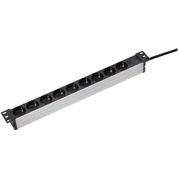 as-Schwabe 9-fach Steckdosenleiste »19 Zoll RACK« schwarz/silber schwarz, 48.3x4.7x4.5 cm Image