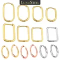 LUXUSTEEL-Boucles d'oreilles créoles rondes en forme de U pour hommes et femmes, Boucles d'oreilles créoles carrées, Boucles d'oreilles anti-allergiques, Rectangle simple, 8mm, 10mm, 12mm, 14mm, 16mm,