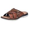 Pantolette RIEKER, Herren, Gr. 40, braun, Lederimitat, Textil, used, sportlich, Schuhe, Sommerschuh, Schlappen, Poolslides, mit Leder-Innensohle