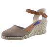 Sandalette VERBENAS "MALENA SERRAJE", Damen, Gr. 38, grau (taupe), Veloursleder, Textil, casual, Schuhe, Sommerschuh, Riemchensandale, Urlaubschuh mit Keilabsatz