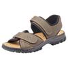 Riemchensandale RIEKER, Herren, Gr. 46, braun (dunkelbraun), Lederimitat, Textil, kontrastfarbene Details, sportlich, Schuhe, Sommerschuh, Klettschuh, Outdoorschuh, mit Klettriemchen, Topseller