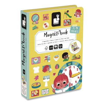 Janod Magneti'books, Learn to Tell the Time, 91 Pieces (16 Cards, 75 Magnetic Shapes), Ages 3 to 8 (JUYJ02724)