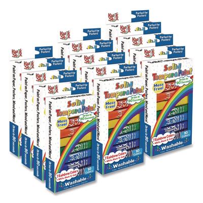 TPG Creations Kwik Stix Tempera Paint Set, 10 Assorted Colors, 10 Paint Sticks/Pack, 12 Packs/Carton (TPG69912)