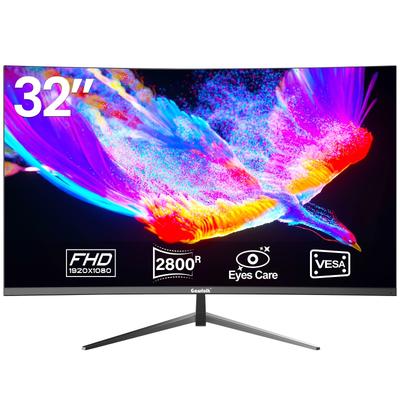 TEMU Gawfolk 32 Inch Computer Monitor, Ultra-thin , 75hz Full Hd 1920 X 1080p Curved Display, Vga, Home Office Business Pc Monitor Image