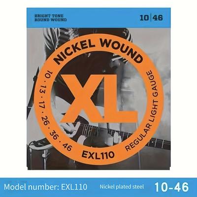 TEMU 6-pack Xl110 Nickel Plated Steel Guitar Strings, High , Bright Tone, Round Wound, 10-46, , Silvery Grey And Rose Golden Options