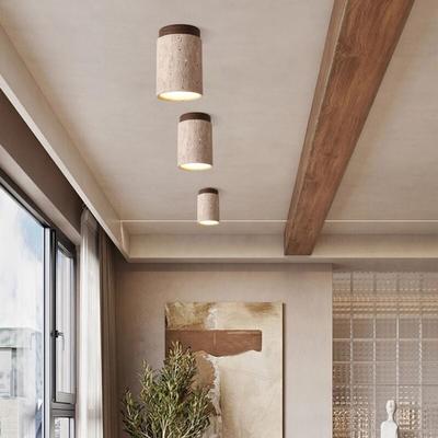 E27 Vintage Deckenleuchte Industrial Pendelleuchte Holz Travertin Hängelampe für Korridor Balkon Image
