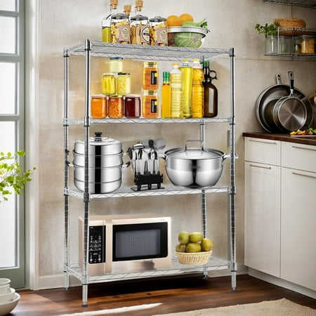 CL.HPAHKL 4 Tier Shelving Unit NSF Certified Metal Shelf Rack 1000LBS Capacity Standing Storage Shelf Units Adjustable Wire Rack Shelving for Kitchen Pantry Organization Chrome (36 L x 14 W x 54 H)