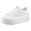 Plateausneaker BUFFALO "PAIRED BLOOM", Damen, Gr. 40, weiß (sanftes weiß), Textil, modisch, Schuhe, Schnürschuh, Halbschuh, Freizeitschuh mit MemoryFoam-Innensohle