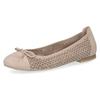 Ballerina CAPRICE, Damen, Gr. 38, beige (sand), Veloursleder, klassisch, Schuhe, Blockabsatz, Businessschuh, Bequemschuh mit dezenter Zierschleife