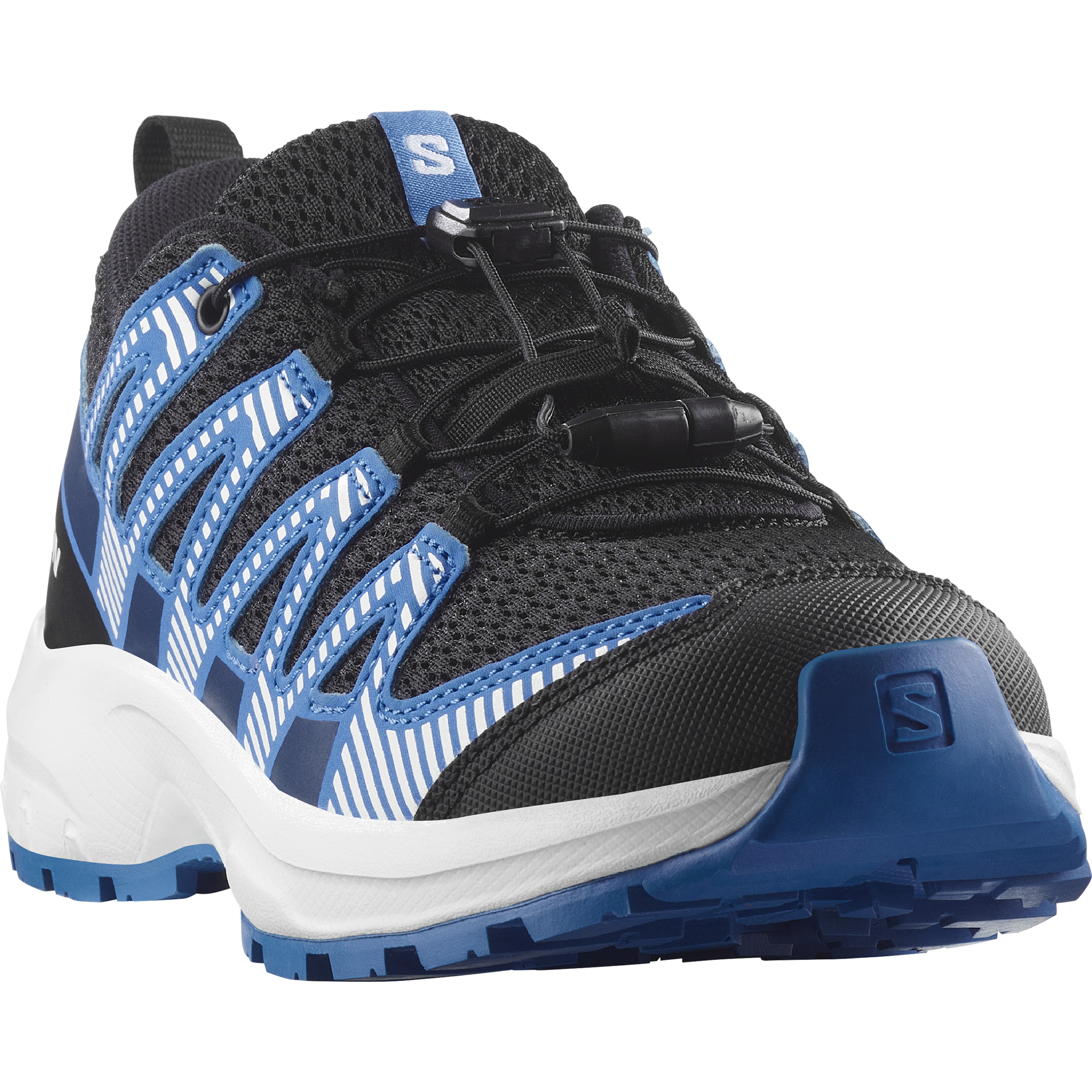 Wanderschuh SALOMON "XA PRO V8 J", Gr. 39, weiß (schwarz, weiß, french blau), Synthetik, Textil, Schuhe, wasserdicht Image