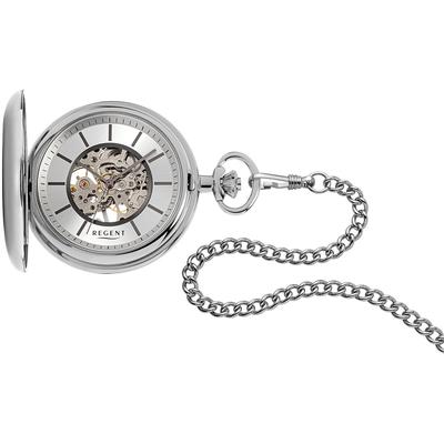 Taschenuhr REGENT "P769", silber (silberfarben), Taschenuhren, Damen, Herrenuhr, Handaufzug, Acrylglas Image