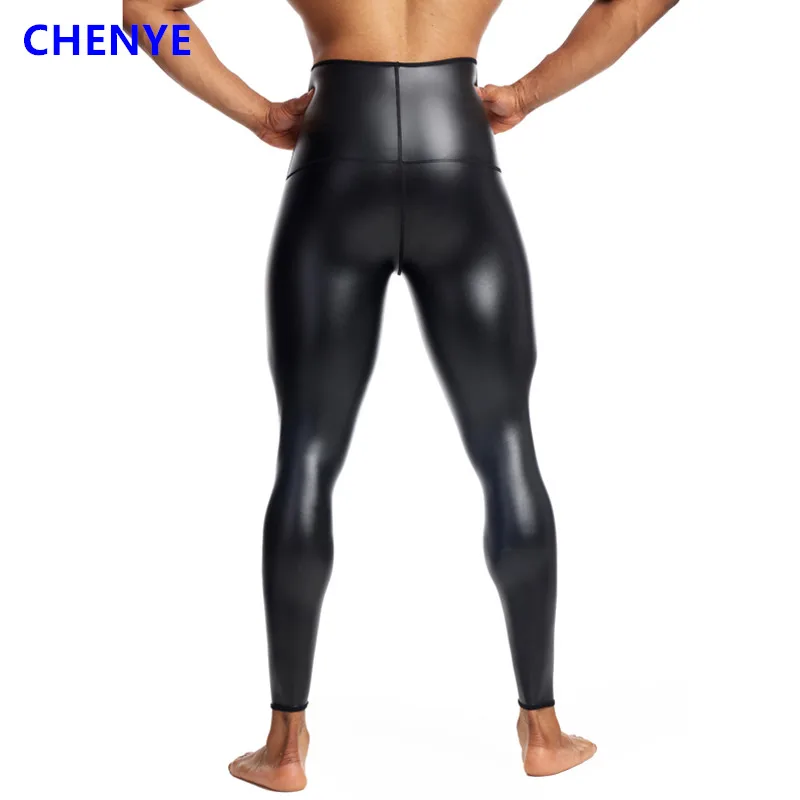 Chenye Fitness Jogging Trainings hose Männer lässig Party hose neue Laufmann hoch taillierte Stretch Lederhose Sport Sport hose Image