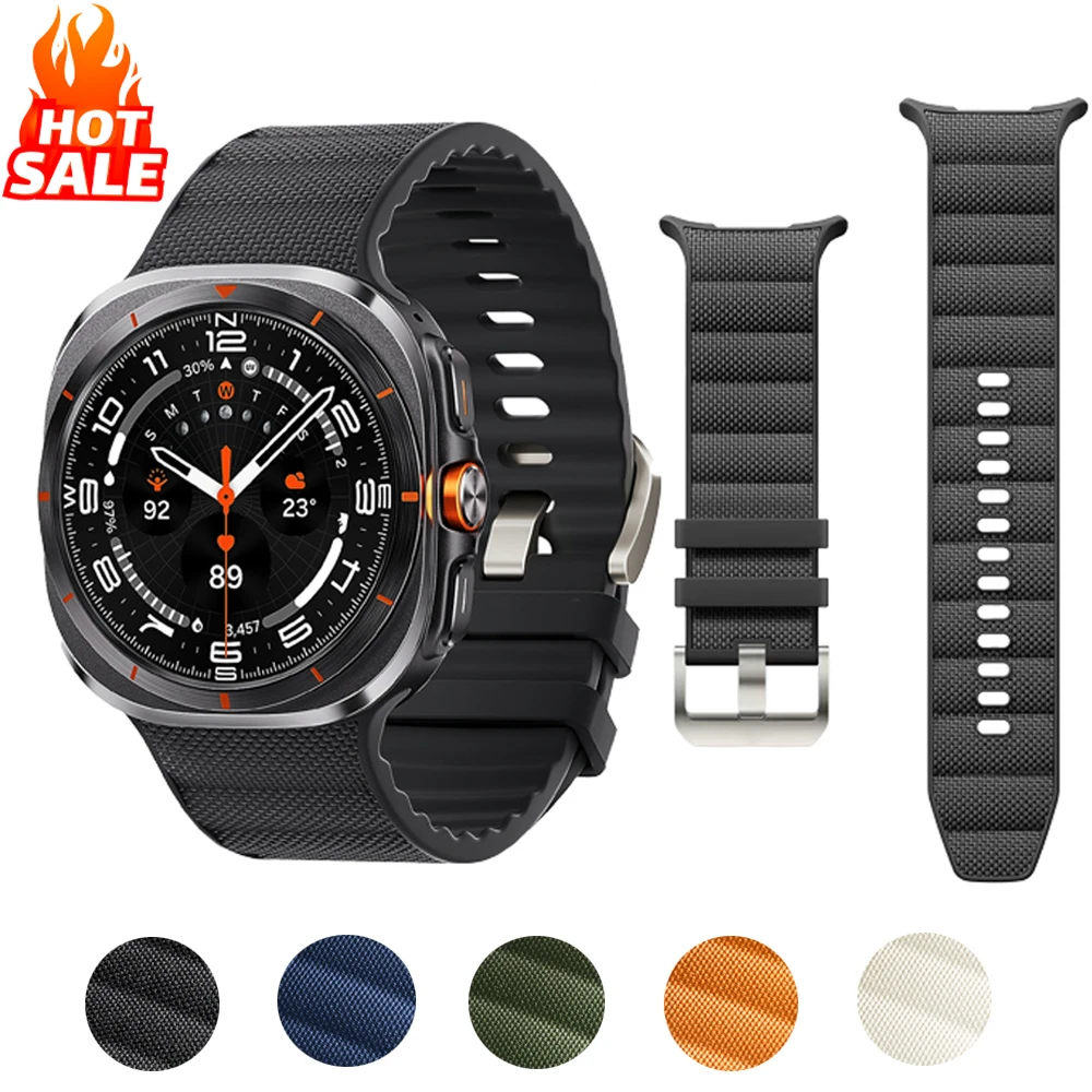 Offizielles Band für Samsung Galaxy Watch Ultra 47 mm. Funktionelles Silikon + Nylon-Sportgürtelarmband Galaxy Watch 7 Ultra 47 mm Image
