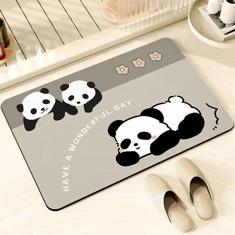 Vikama Haushalt Cartoon Panda Kieselalgen Schlamm matte Toiletten tür rutsch feste Matte Bad saugfähig schnell trocknende Fuß matte Tür matte Image