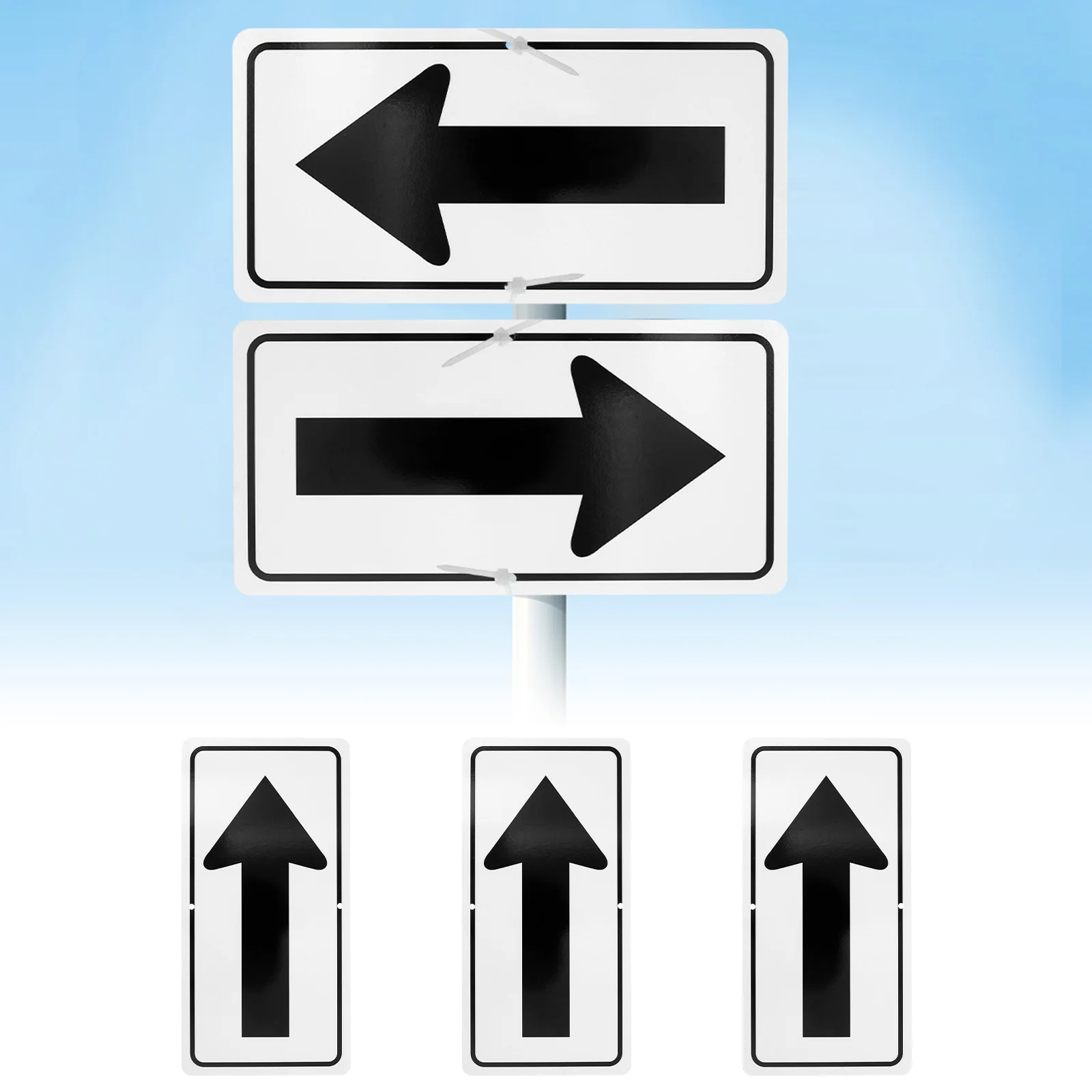 3er-Pack weiße Pfeilschilder, 30,5 x 15,2 cm, reflektierendes Pfeilschild aus Aluminium, UV-geschützt, für den Außenbereich, Gartenschilder, Straßenwarnschild Image