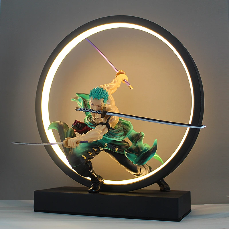 One Piece Roronoa Zoro Figur Tischlampe Ornament Nachttischlampe für Kinderzimmer Dekoration Nachtlicht für Jungen Weihnachtsgeschenke.