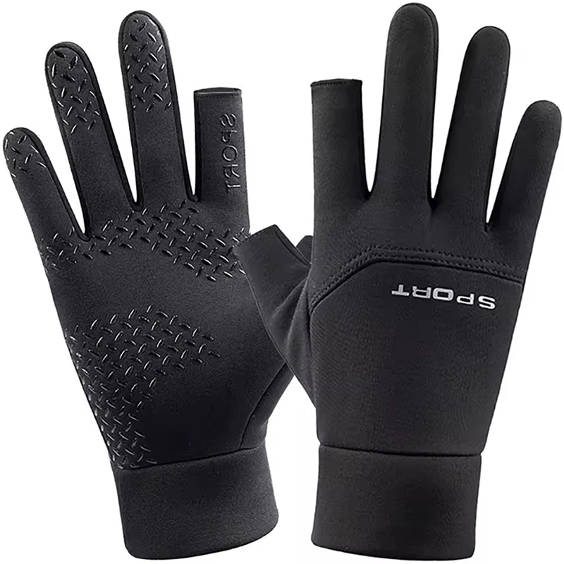 Zweifinger-Handschuhe im Frühlingsstil mit neutralem Universal-Fleece-Angelschutz und rutschfesten Handschuhen für das Radfahren im Freien Image