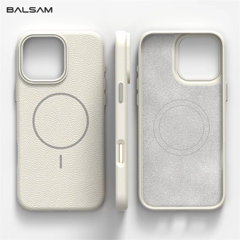 Luxus Lichee Leder Muster Magnetische Für Magsafe Fall Für iPhone 16 15 14Plus 13 12 11 Pro Max stoßfest Weiche TPU Matte Abdeckung Image