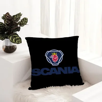 S-Scanias Logo Kissenbezug Plüschstoff Weicher Kissenbezug Doppelseitiger Druck Sofakissenbezug Image