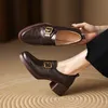 2025 neue Frauen Pumpen Spitz Frauen Schuhe Chunky Heel Loafers Mode High Heels Split Leder Damen Schuhe Große Größe 43