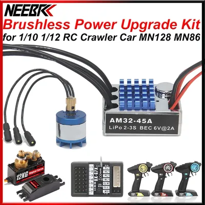 2830 Bürstenloser Motor 2400KV AM32 45A ESC 12 kg Servo 7CH Sender & Empfänger für 1/12 RC Crawler Car MN128 MN86 Upgrade Kit