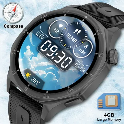 4 GB Smartwatches mit großem Speicher, mehrere 3D-Menü-Stile, Videowiedergabe, USB-Datenübertragung, Bluetooth-Anrufe, Smartwatches für Männer und Frauen