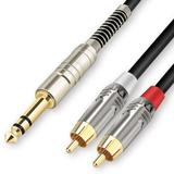 Dual RCA to 1/4 Inch TRS Y Splitter Microphone Cable 3.3 Feet