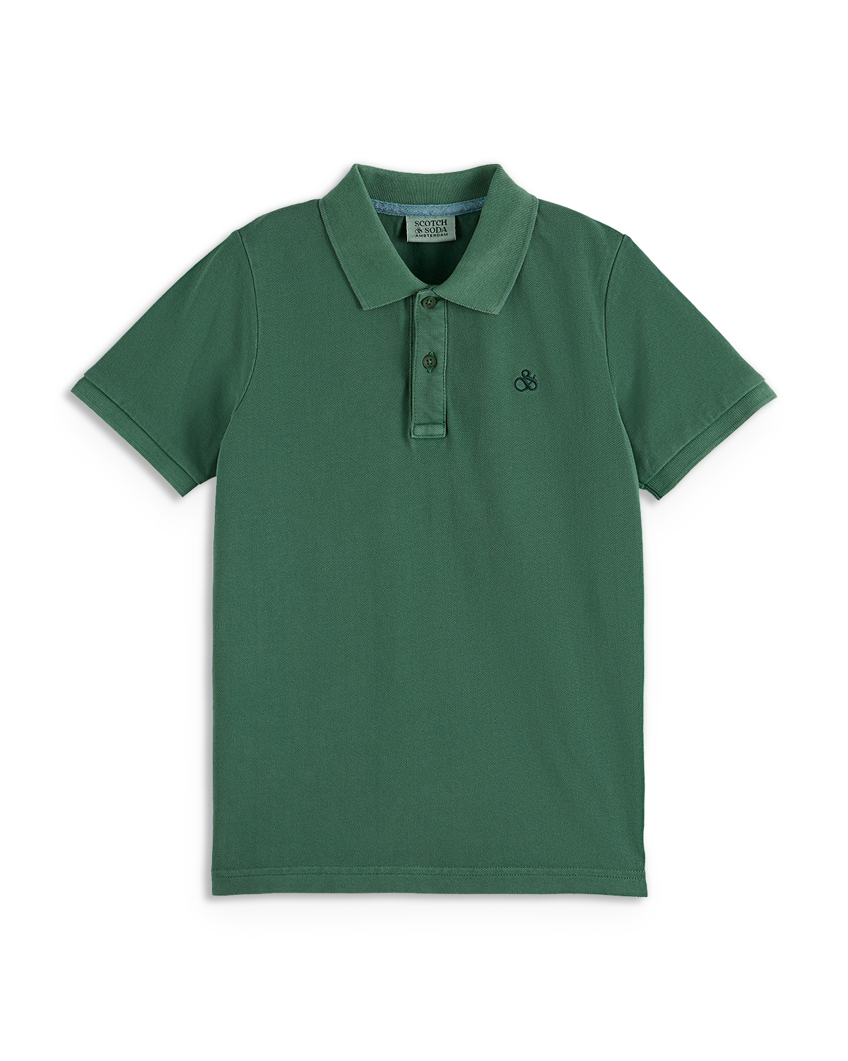 Scotch & Soda Boys' Garment Dyed Pique Polo - Little Kid, Big Kid - Bench Green