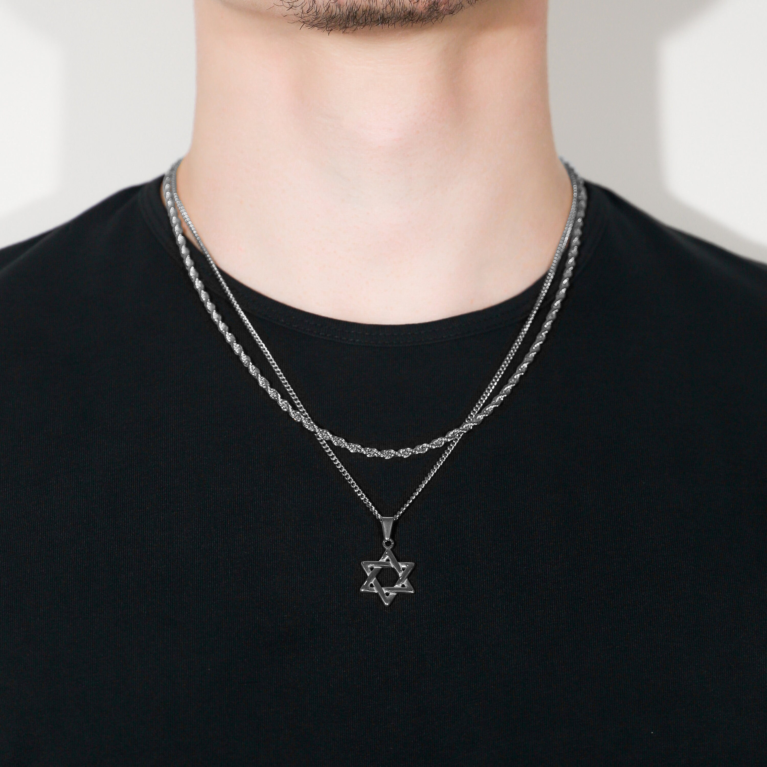 Ciondolo stella di David in argento da uomo Ciondolo catena stella di David da uomo Ciondolo Magen David Ciondolo stella di David ebraico Ciondolo ebr