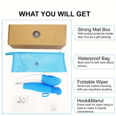 TEMU Portable Toilet Paper Holder Foldable Long Reach Wet Tissue Wipe Aid Handle Toilet Tissue Aid Butt Wiper Holders For Disabled/unable Wipe One', Wiper With Hook