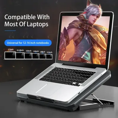 Gaming Laptop Holder Cooler Large Size For 12-16 Inch Notebook Laptop Cooling Pads Wind Speed Adjustable Silent Laptop Stand