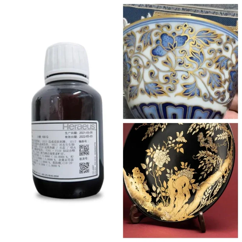 3 g/5 g/Flasche, 12 % Keramik, mattes Gold, Wasser, Edelmetallglasur, DIY-Keramik, Kunsthandwerk, vergoldete Tracing-Linie mit Goldfarbe, Pigment