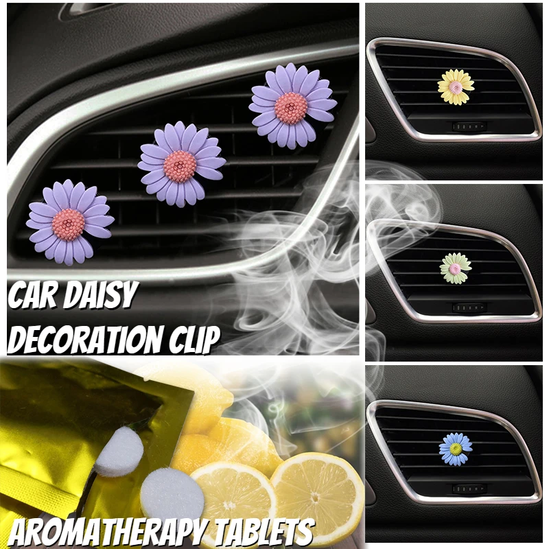 Auto Outlet Vent Daisy Parfüm Clip Mini Blume Klimaanlage Aromatherapie Auto Lufterfrischer Kleine Innendekoration Zubehör Image