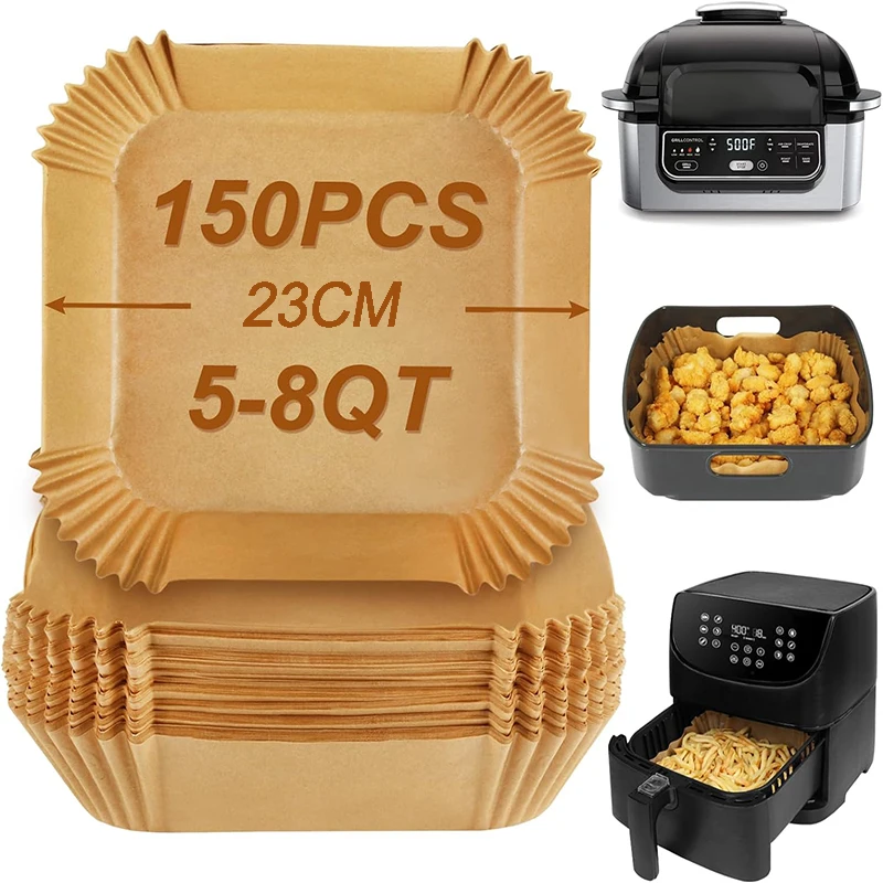 50–300 Stück Einweg-Papiereinlagen für Luftfritteusen für Cosori Ninja, antihaftbeschichtet, 16/20/23 cm, Airfryer-Pergament-Backofen-Papierschalen Image