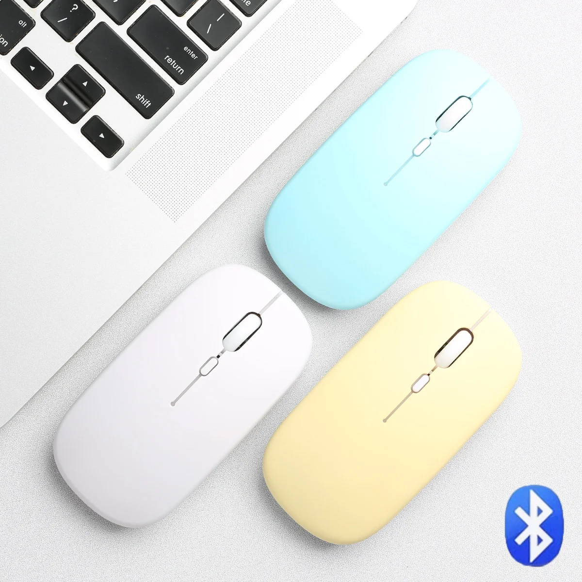 Bluetooth-Kompatibel Drahtlose Maus Tragbare Ultra-Dünne Drahtlose Maus Für Computer Laptop Macbook Tablet Ergonomische Büro Mäuse Image