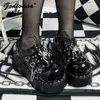 Mädchen Lolita Schuhe Rundkopf Punk Hot Girl Niet Plattform Schuhe Frauen schwarz Lack leder Schuhe