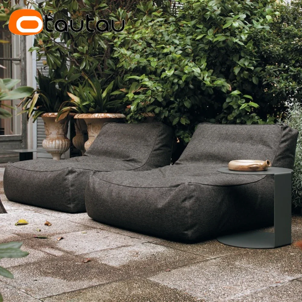 Otautau Baumwolle Leinen Outdoor Sitzsack Liege Abdeckung ohne Füllstoff Garten Strand Pool Seite Schlafs ofa Hocker Salon sf190 Image