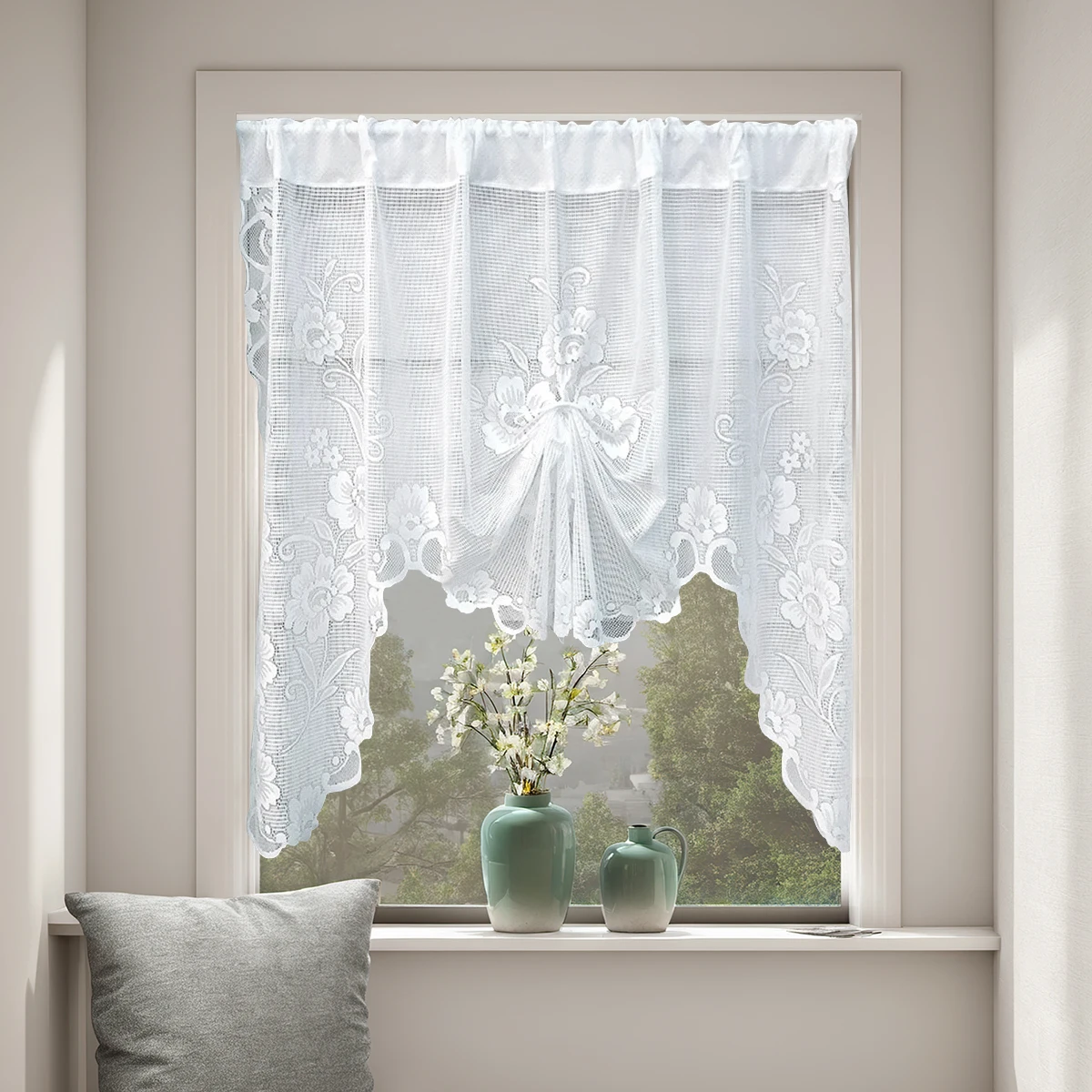 1 x gewebter, ausziehbarer Fensterschirm im Schmetterlingsstil, elegant und schön, geeignet für Trennwände in Küche und Wohnzimmer Image