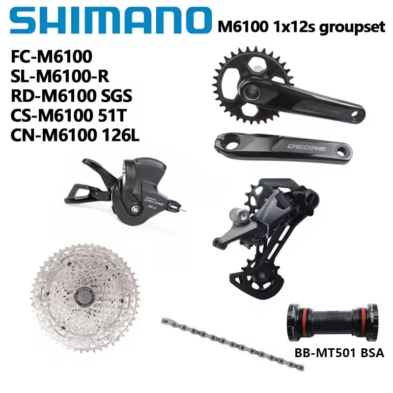 SHIMANO M6100 12s MT510 Set Kurbelgarnitur M6100 Rechter Schalthebel Schaltwerk SGS 10-51T Kassette/Sunshine 11-50T 12S Gruppe Image