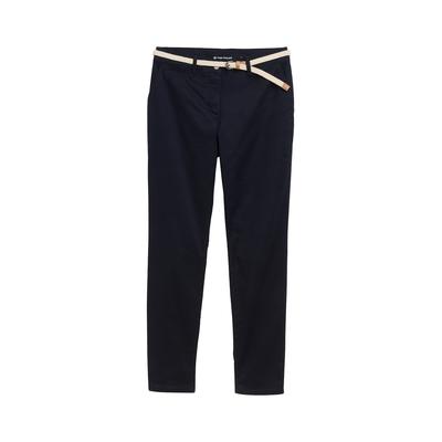 TOM TAILOR Damen Slim Chino Hose mit Gürtel, blau, Uni, Gr. 44/32 Image