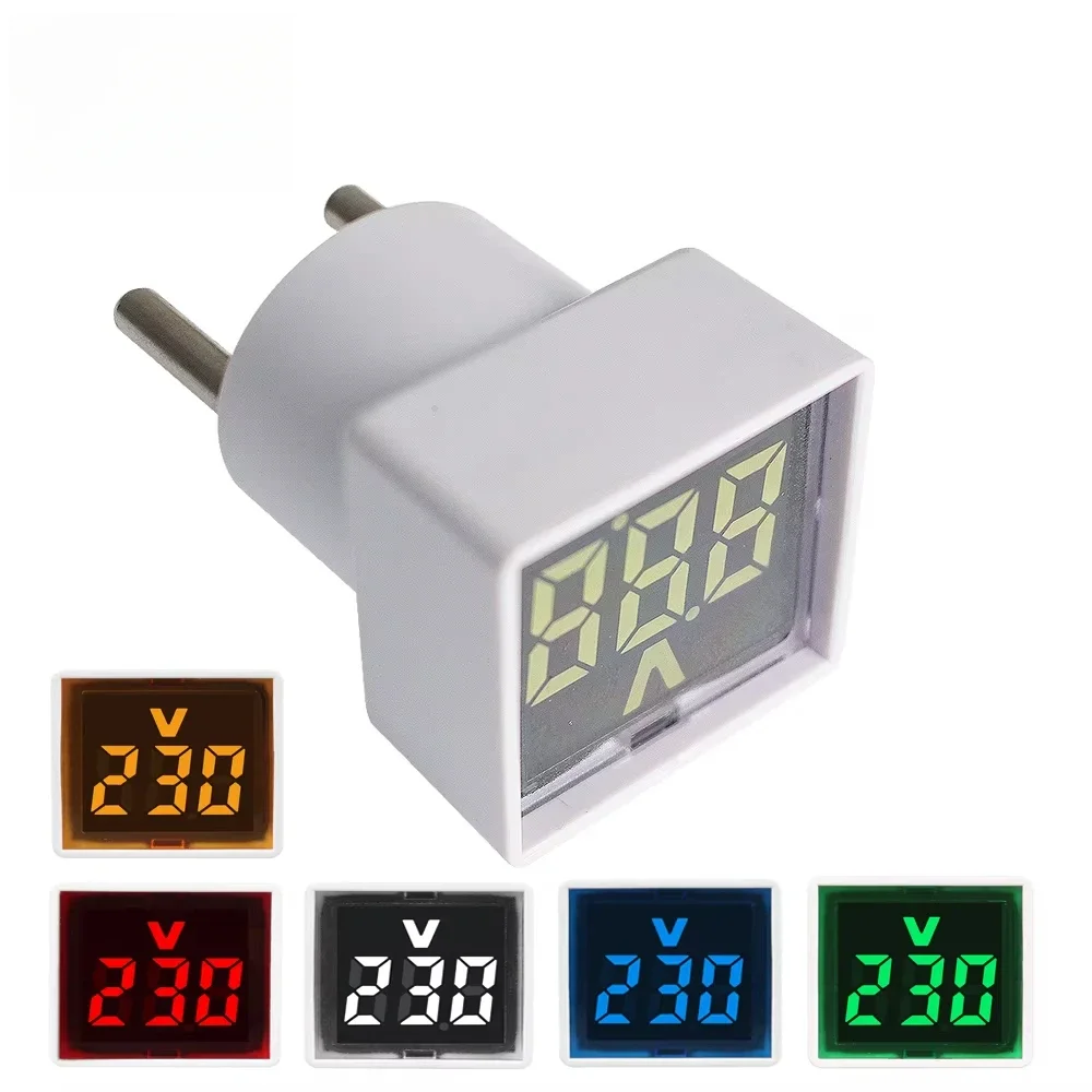 Digital Voltmeter 220V Mini Spannung Meter LED Digital Display Voltmeter Anzeige Licht EU Stecker Volt Tester Detektor Pilot lampe Image